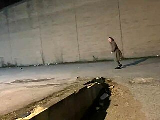 Street babe masturbates publicly with items