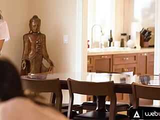 Petite Kylie Rocket gets oily lick from naughty Aften Opal