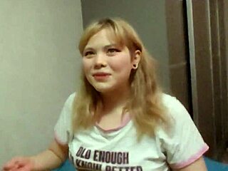 blonde cutie moans loudly while getting fucked hard on the computer desk, her pretty body shaking with pleasure