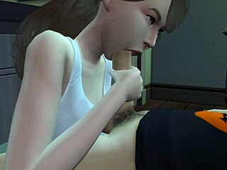 girl sneaks a suck on friend’s cock after wild party.