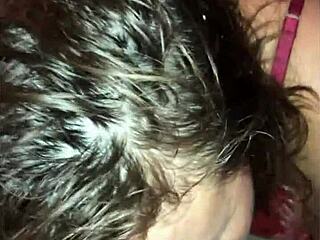 french amateur slut rimming blowjob in satin lingerie