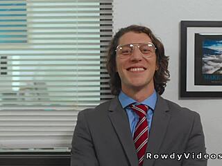 gay coworker gets assfucked bareback until cum in office