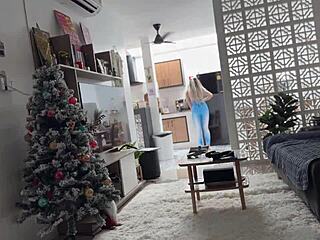 Sexy beauty shakes big ass deepthroating and swallowing cum pov