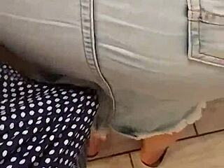 What's Under That Tight Jeans Skirt at Skirtshouse? A Sneaky Encoxando Moment Awaits You
