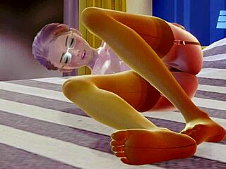 teen in stockings masturbates solo in 3d