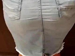 What's Under That Tight Jeans Skirt at Skirtshouse? A Sneaky Encoxando Moment Awaits You