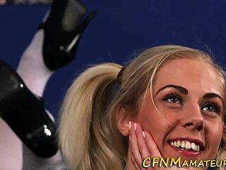 pigtails teen sucks in cfnm uniform scene