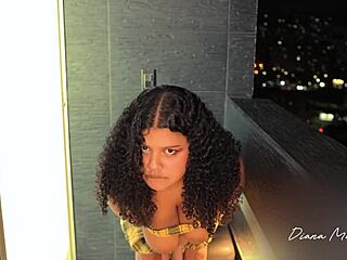 busty curvy babe sucking me off on the sunny balcony