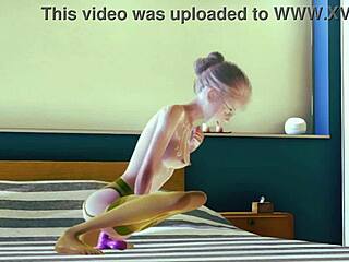 teen in stockings masturbates solo in 3d