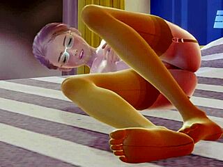 teen in stockings masturbates solo in 3d