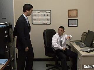 Horny gay workers fucking in the office