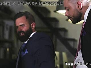 Boss commands the realtors with his massive cock in suits