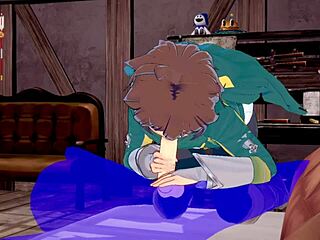 Konosuba yaoi! Kazuma gets cum in mouth from blowjob in Japanese anime porn!