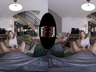 Virtual taboo explores shaved pussy with handjob and blowjob