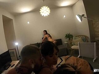 Naughty secretaries fuck bosses in sheer lingerie