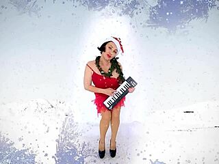 Christmas helper in stockings brings kinky vintage fun