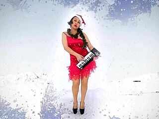 Christmas helper in stockings brings kinky vintage fun