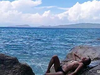 teen asian in lingerie explores outdoor thrills with big cock in forest