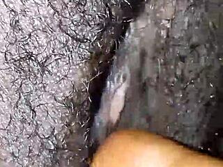 Wet Ebony Wife Teases in Bedroom Play