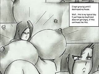 Giantess Grows Huge Breasts In Animated Comic