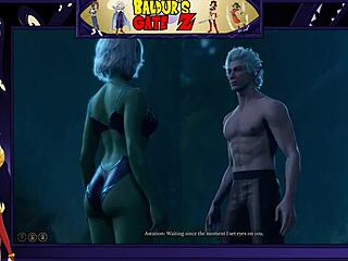 Astorian fucks a female Namekian in hentai sex with big tits.