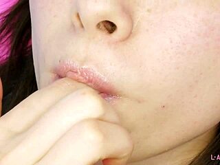 Radiant Brunette Poses On Sofa