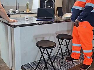 The plumber got distracted and unloaded in customer’s pussy instead