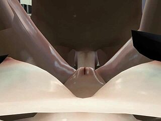 Personaj tânăr 3D suge tare pe canapea în hentai.