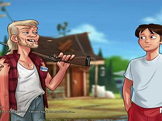 여름의 사가 E2 36에서 큰 엉덩이 섹스로 헛간 흔들려!