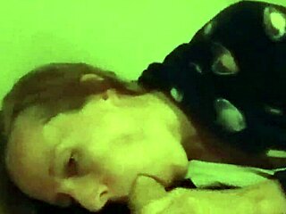 Brunette babe gets her mouth fucked on the bed, swallowing a mouthful of cum in this fetish blowjob scene