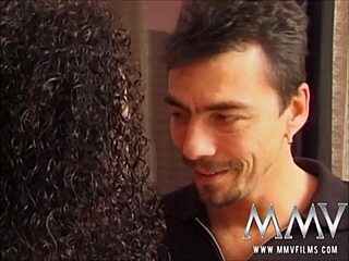 Brunette Bitch Takes Two Cocks And Gets Facial