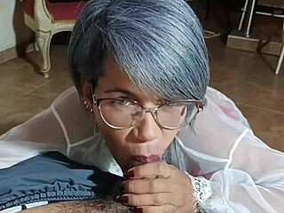 stepmother fucks for grade, swallows semen