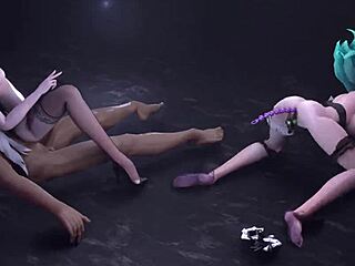 i watch miku double move their bodies in cowgirl and squirting with cum