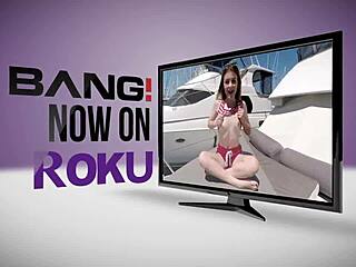 Real teens - Vanna Bardot, petite redhead, bent over in public pov