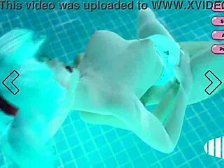 hot futanari sucks cock by pool shemale fucks cum on body