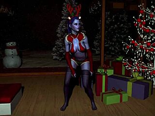 Beautiful assassin dancing on Christmas in 3D porn video