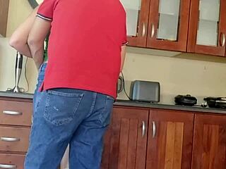 Quickie before husband returns for lunch. Bent over for monster cock