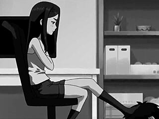 anime footjob hentai scene with sexy feet rubbing cock 😏