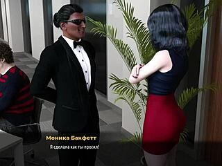 In the fashion business, she teases her boss by showing off her ass in this 3D hentai scene