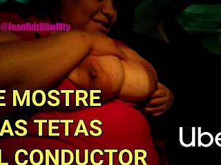 BBW mexicansk prostitueret suger pik i offentlig taxa udendørs