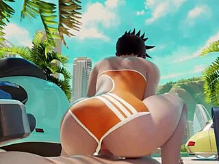 Tracer rides cock at the beach for a creampie 😍