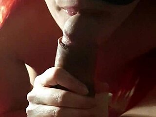 Ariel's redhead slut blowjob ends with creampie in mouth.