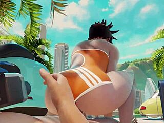 Tracer rides cock at the beach for a creampie 😍