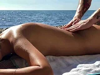 Vacation with my girl Katty West by the sea, she craves oily body sex! 🌊