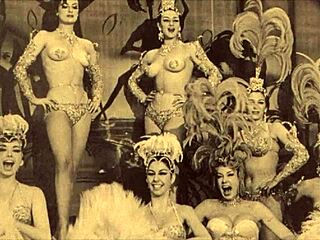 vintage showgirls in antique striptease with clothes ripped