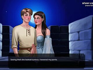 Virgin girl gets first handjob in anime game!