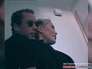 Hot milf says, 'give me a stairwell blowjob and then fuck me on the sofa.'