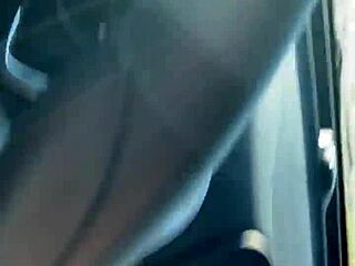 Almost Busted Flashing Huge Tits in Public Car Play