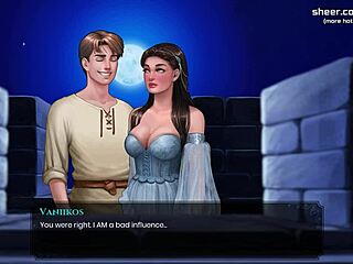 Virgin girl gets first handjob in anime game!