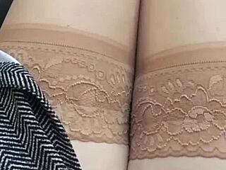 Removing Panties in Car to Masturbate Publicly on Street POV